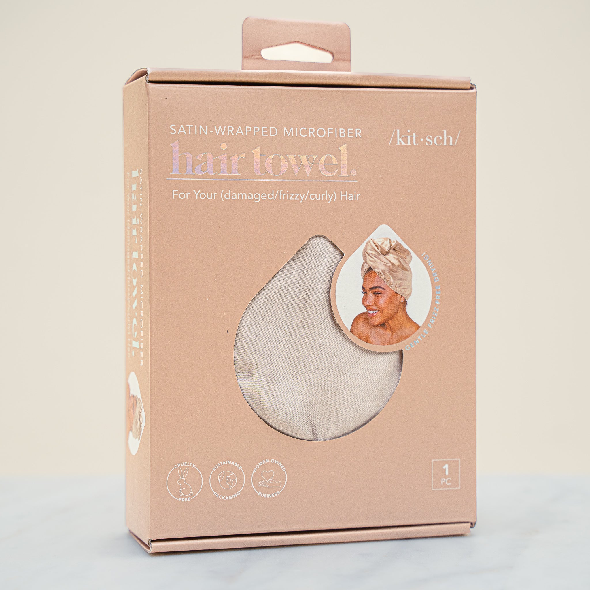 Satin Wrapped Microfiber Hair Towel